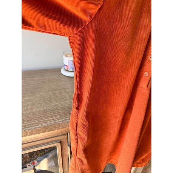 NWT Jacquie The Label Button Front Cord Dress Long Sleeve in Burnt Orange Size M - Picture 4 of 9